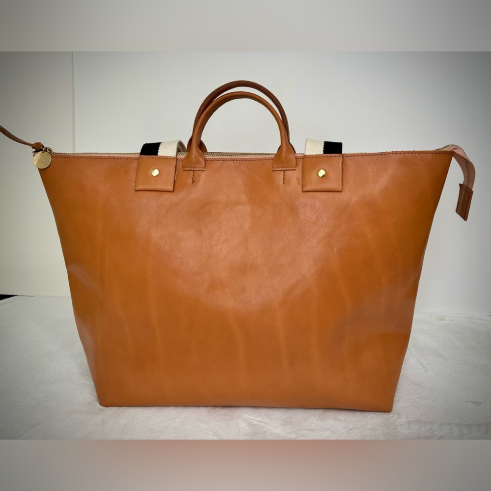 Clare V. Le Zip Sac -  leather tote bag with shoulder straps.